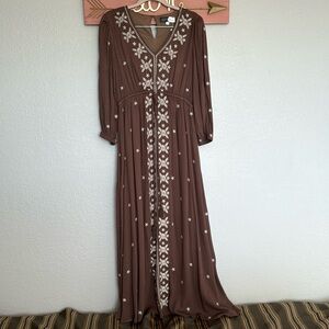 PIPER & SCOTT embroidered maxi Rayon dress size XS-Medium